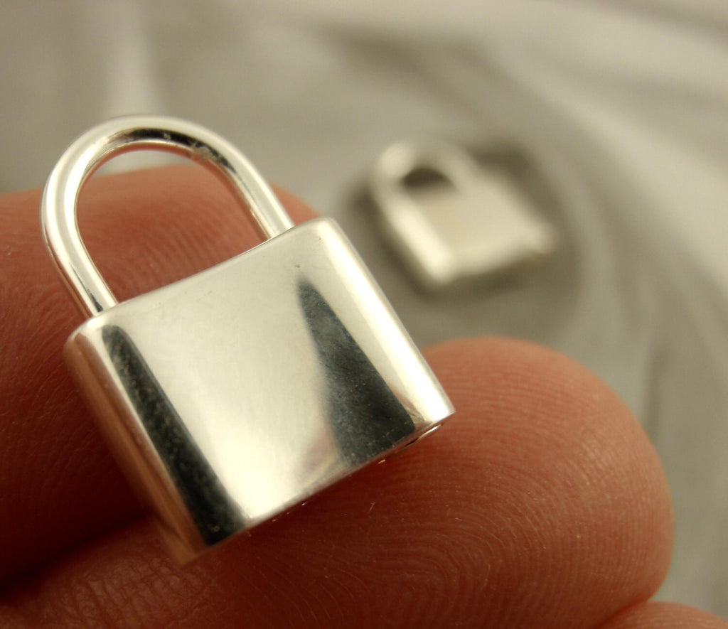 1 Sterling Silver Padlock Clasp - Shiny, Antique, or Black - You Pick Size 12mm, 15mm, 20mm - 100% Guarantee
