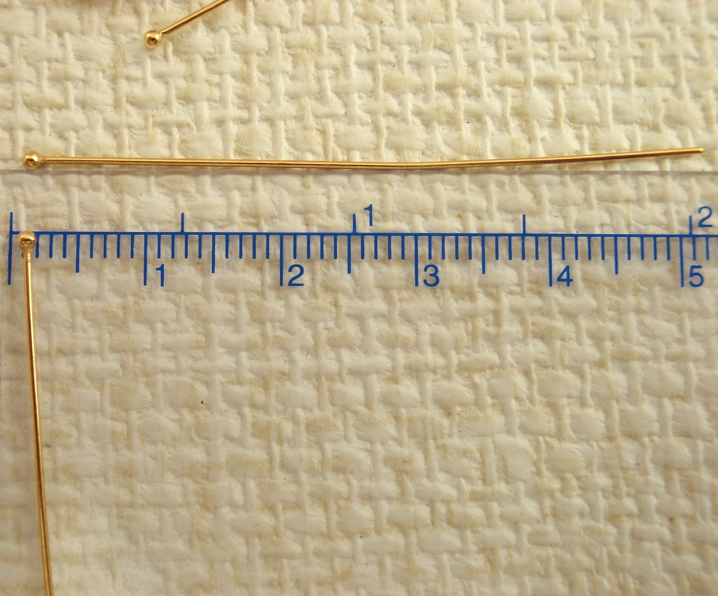 100 Ball Head Pins 23 gauge 2 inches Gold Plate, Silver Plate, Gunmetal, Antique Gold, Antique Silver, Non Tarnish Copper 1.5mm