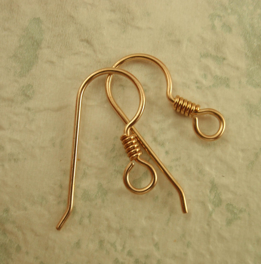 5 Pairs of Solid Bronze Simple Ear Wires With Coils