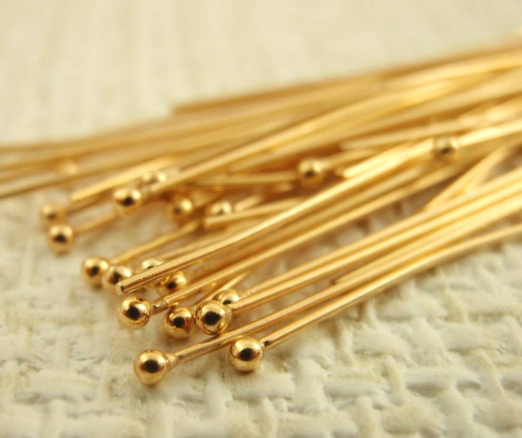 50 Ball Head Pins 23 gauge 2 inches Gold Plate, Silver Plate, Gunmetal, Antique Gold, Antique Silver, Rose Gold or NT Copper 1.5mm