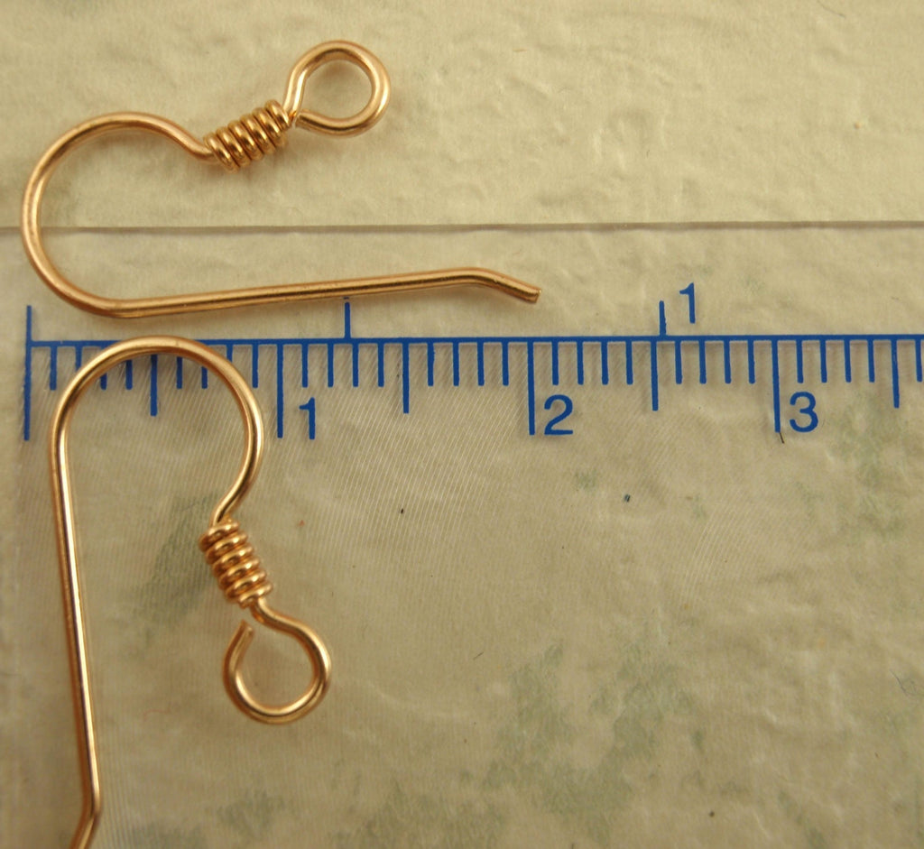 5 Pairs of Solid Bronze Simple Ear Wires With Coils