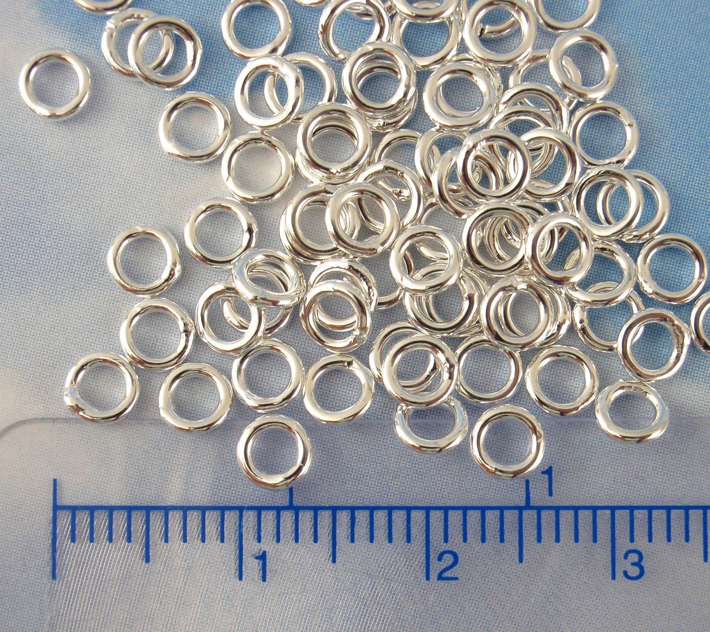 Jump Rings 100 Soldered Closed Silver Plated Best Commercially Made - 20 gauge 4mm, 6mm, 8mm, 10mm and 18 gauge 6mm, 8mm, 10mm OD