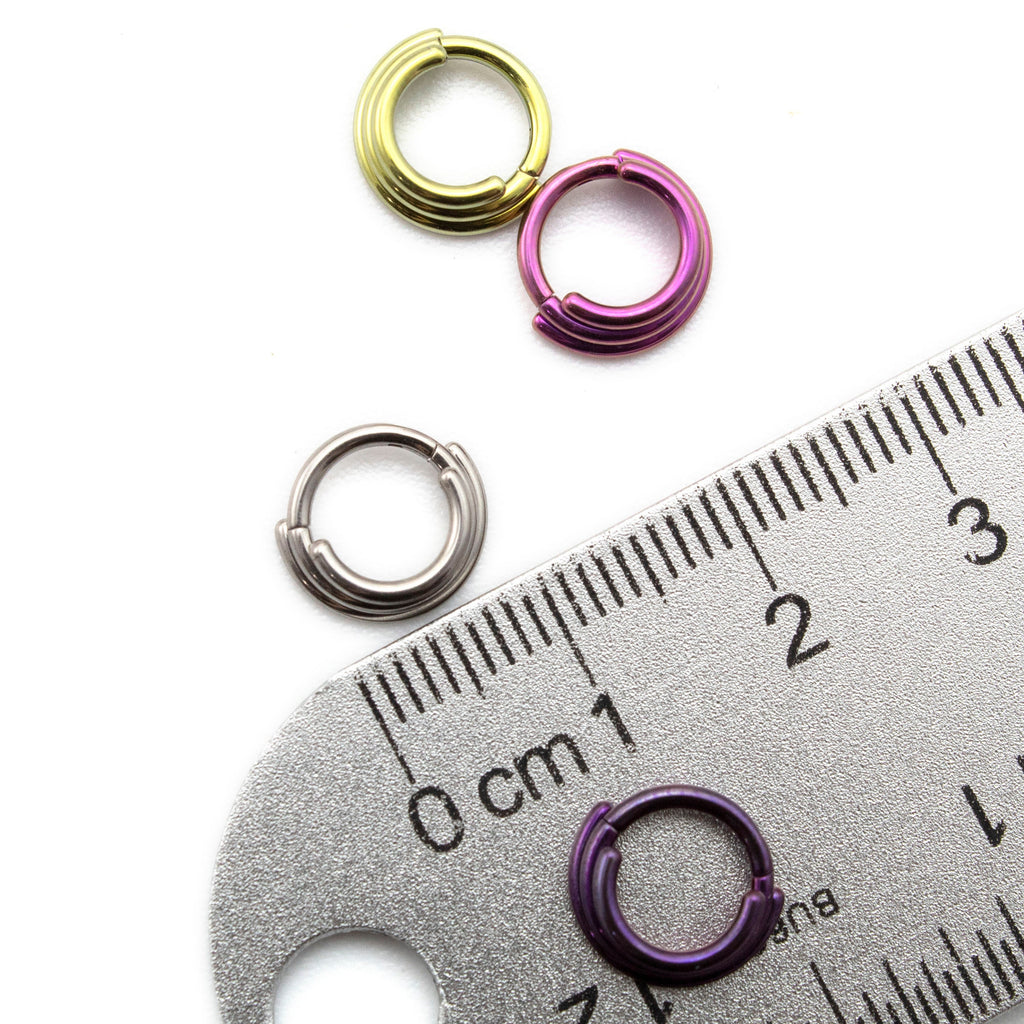 3 Ring Titanium Hoop - 16 gauge Clicker Segment - Colorful and Hypoallergenic Piercing