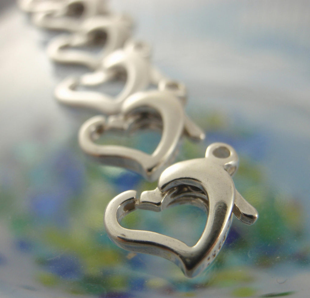 1 - Sterling Silver Sweet Heart Lobster Clasp - Shiny Or Antiqued - Looks & Works Great - 11mm X 8mm - 100% Guarantee