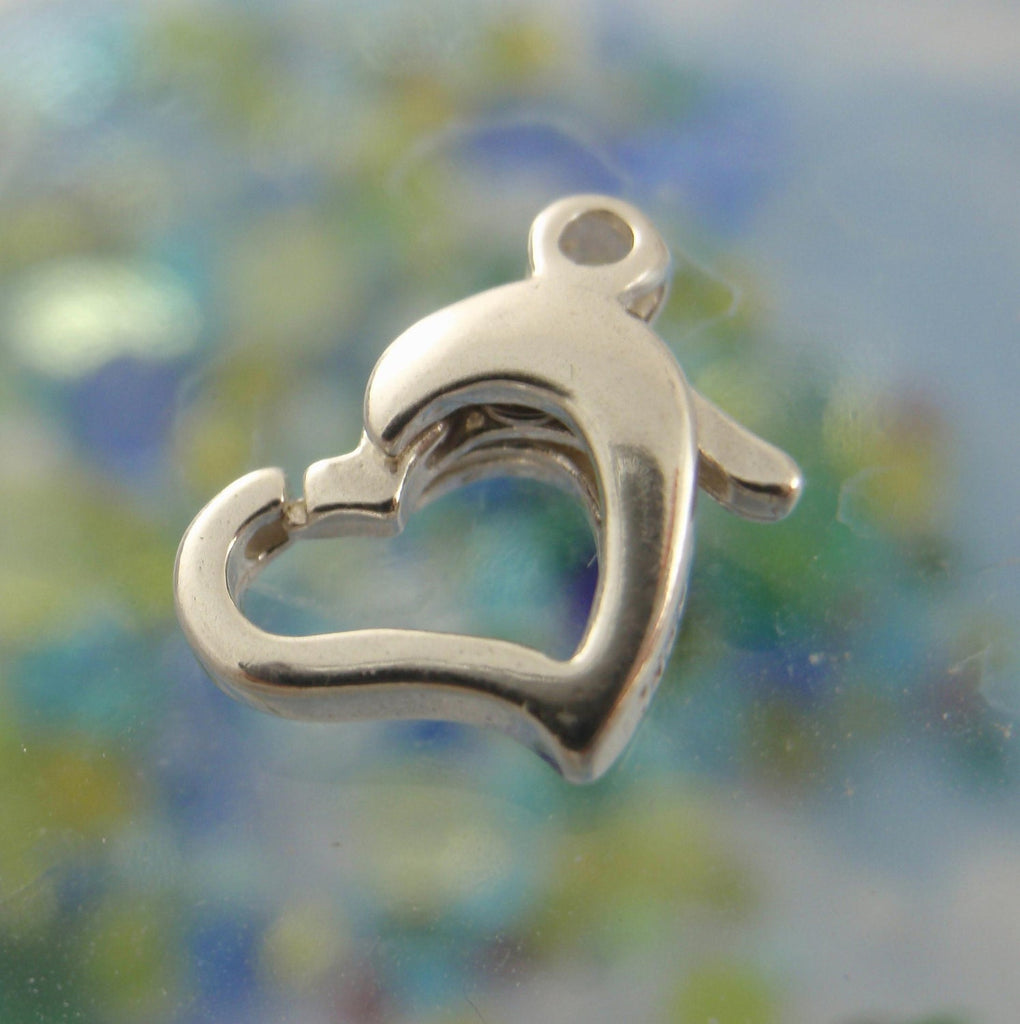 1 - Sterling Silver Sweet Heart Lobster Clasp - Shiny Or Antiqued - Looks & Works Great - 11mm X 8mm - 100% Guarantee
