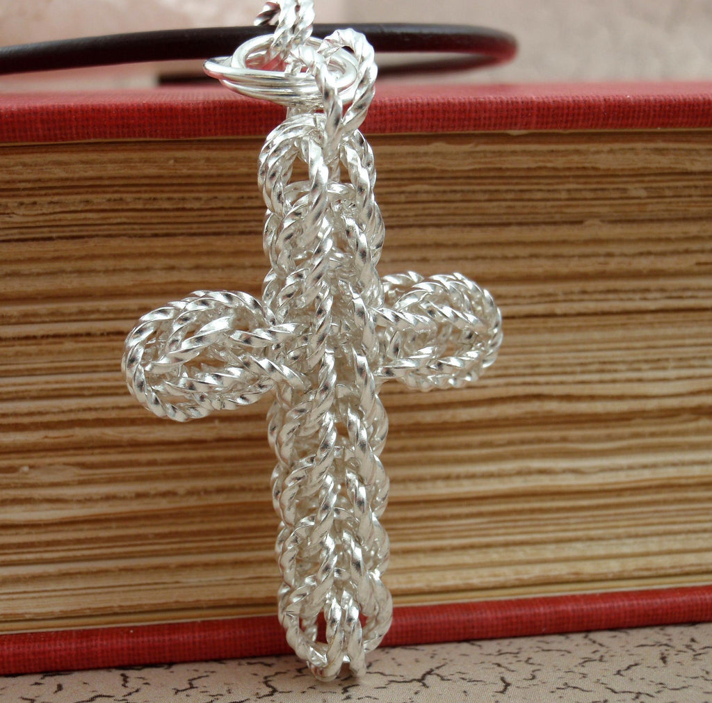 Kit Sparkling Chainmaille Cross Pendant Silver Plate, Gold Plate or Full Persian Intermediate Jewelry Weave