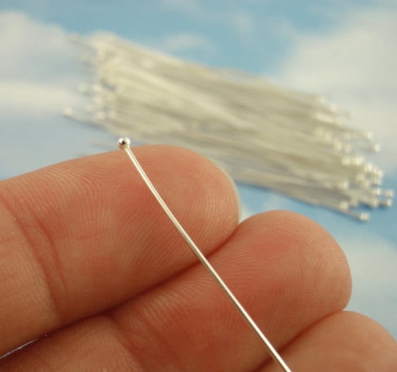 100 Ball Head Pins 23 gauge 2 inches Gold Plate, Silver Plate, Gunmetal, Antique Gold, Antique Silver, Non Tarnish Copper 1.5mm