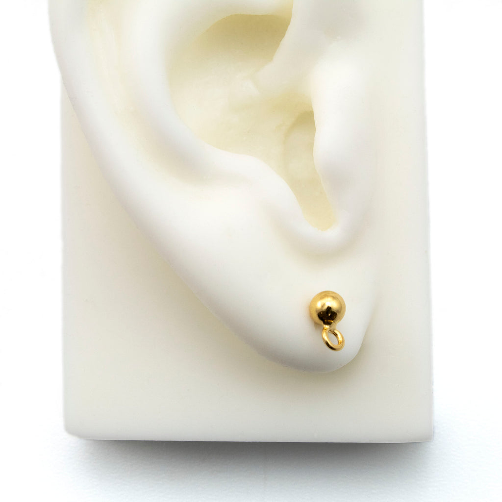 4 Pairs 4mm Ball Ear Posts with 1.5mm Loops in Silver Plate, Rose Gold, Antique Gold, Antique Silver with Optional Ear Backs