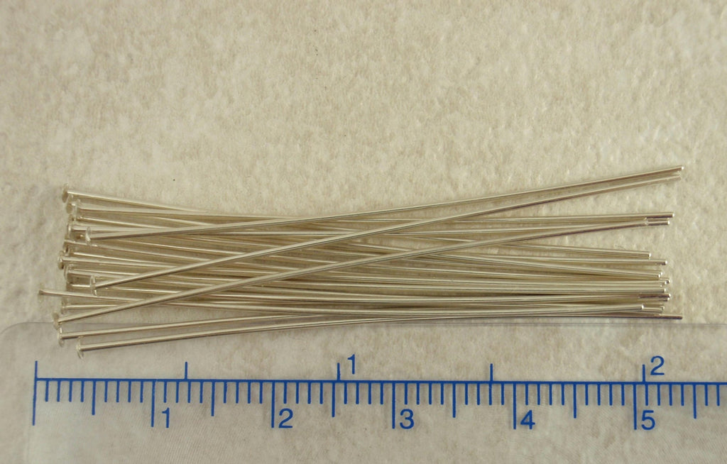 50 Silver Filled Flat Head Pins - White Brass Core - 22, 24, 26 gauge 1.5 or 2 inch - Shiny or Antique Silver