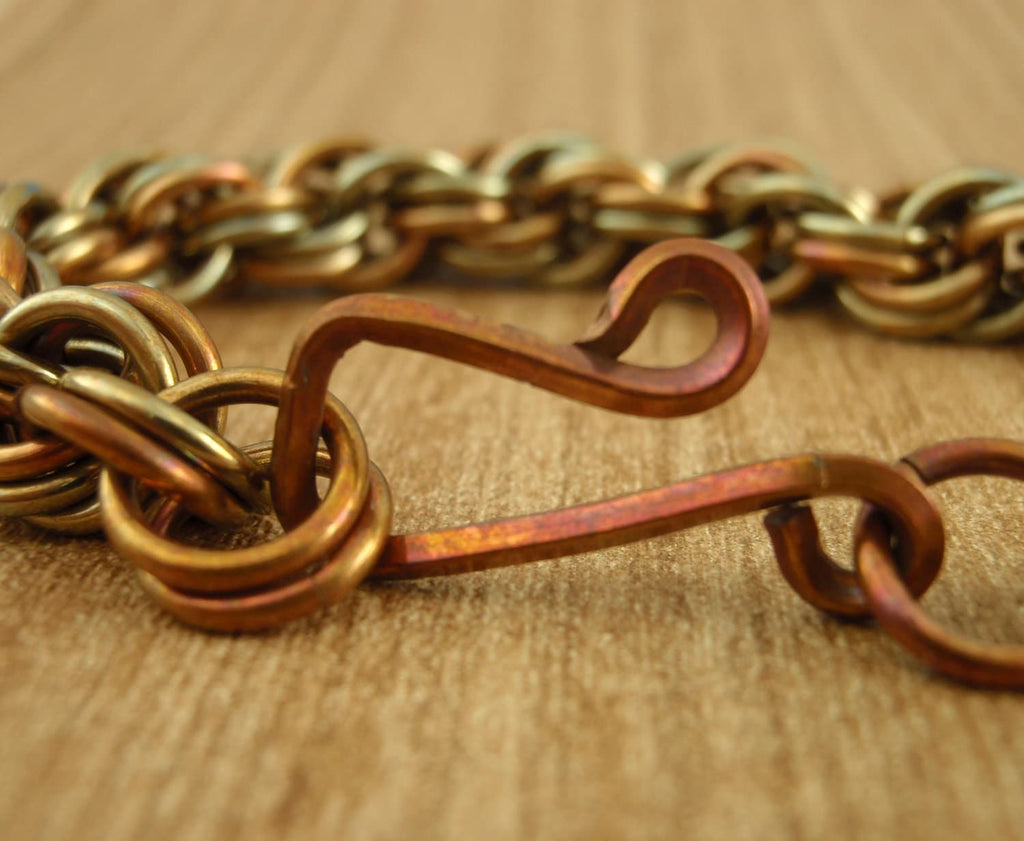 Kit Double Spiral Bracelet in Antique Copper - Unique Vintage Look - Beginners Chainmaille Jewelry Creating
