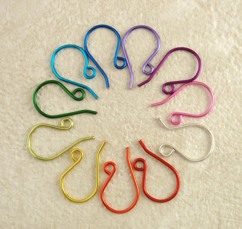1, 3, 5 Pairs Stylish Ear Wires Handmade in Silver, Gold or 40 Colors - You Pick