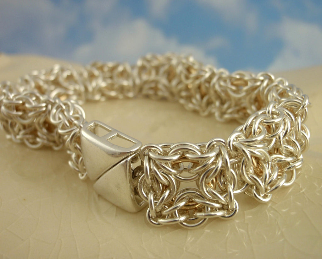 Heirloom Bracelet Kit in Sterling Silver and 14kt Gold Filled Celtic Labyrinth Intermediate Chainmaille Jewelry Creating