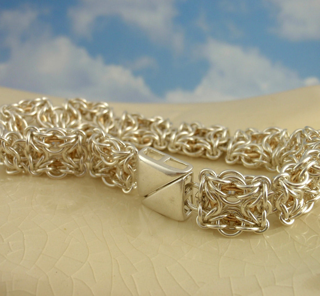 Heirloom Bracelet Kit in Sterling Silver and 14kt Gold Filled Celtic Labyrinth Intermediate Chainmaille Jewelry Creating