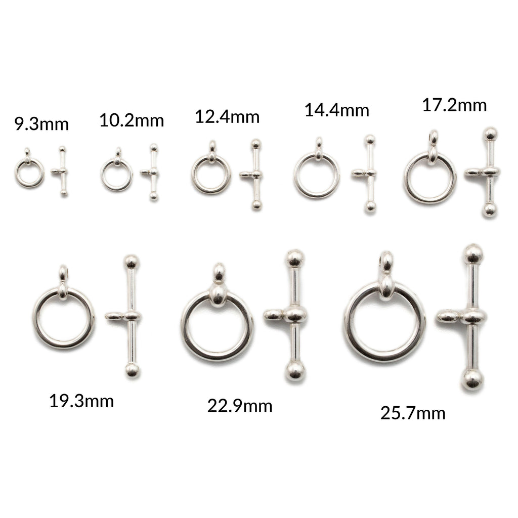 1 Simple Sterling Silver Toggle Clasp - Ball Ends in Shiny Silver, Antique Silver and Black Silver