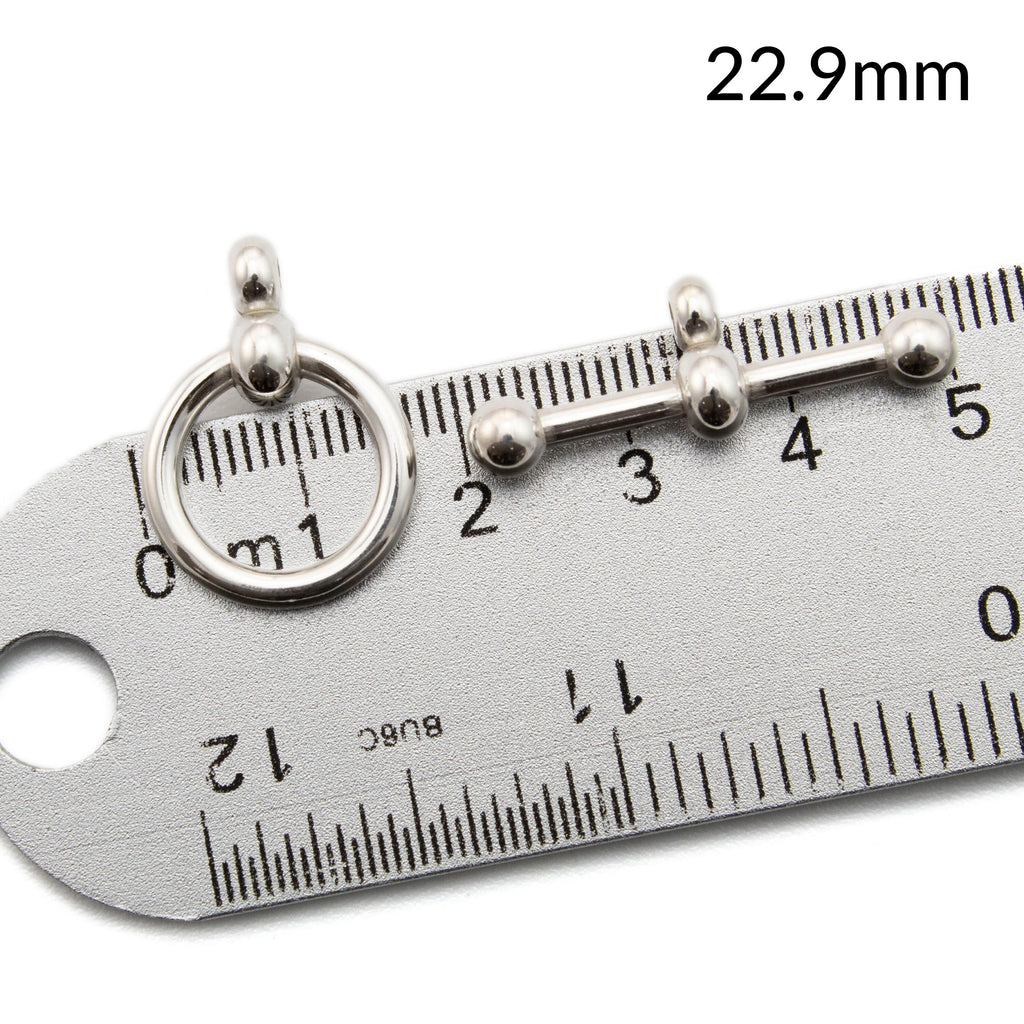 1 Simple Sterling Silver Toggle Clasp - Ball Ends in Shiny Silver, Antique Silver and Black Silver
