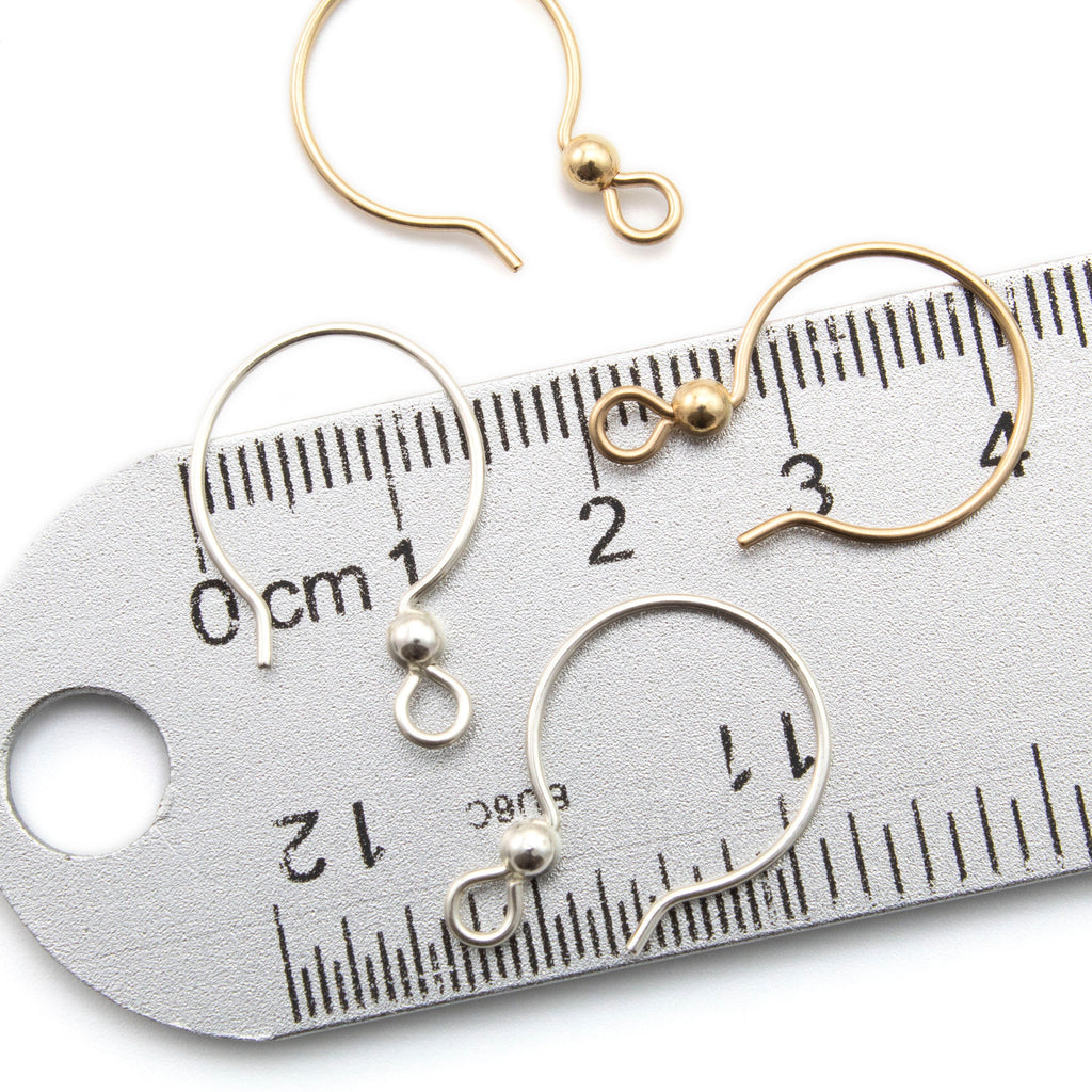 Ear Wires 14kt Gold Filled or Sterling Silver Sophisticated Hoop with Bead - Made in the USA