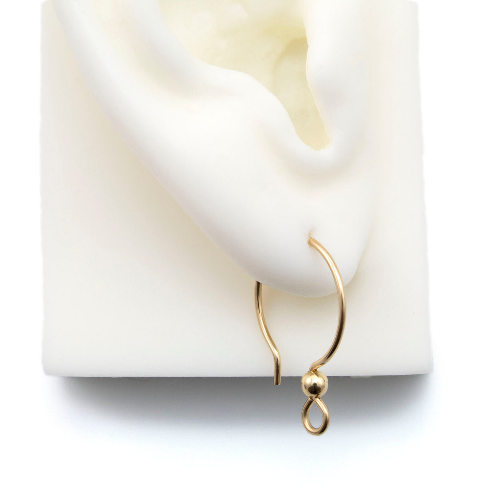 Ear Wires 14kt Gold Filled or Sterling Silver Sophisticated Hoop with Bead - Made in the USA
