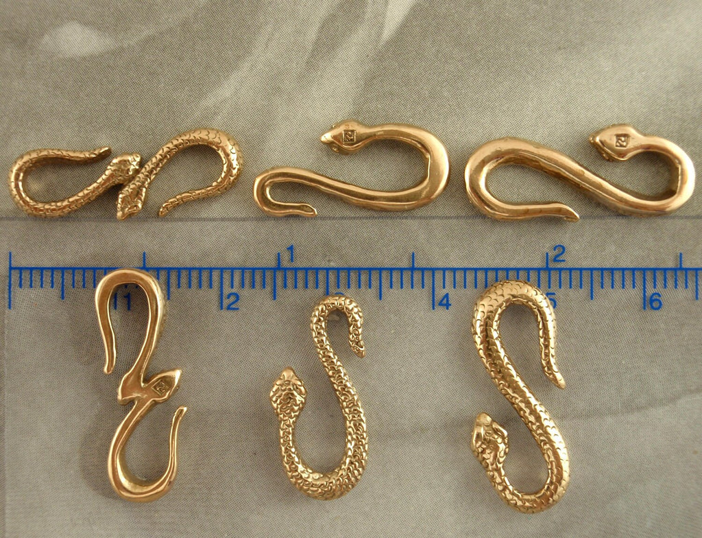 1 Cast Bronze Snake S-Hook Clasp - You Pick Style - Made in the USA - 100% Guarantee