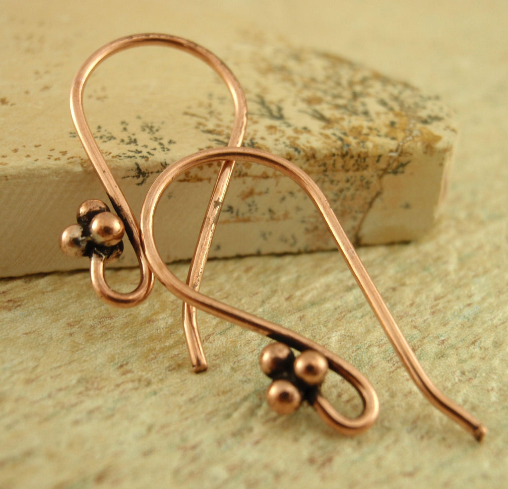 Copper Ear Wires - 4 Ball Accent