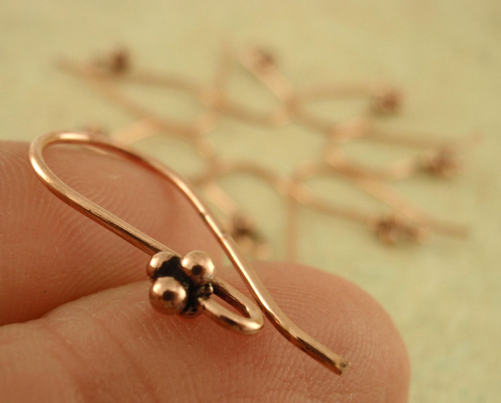 Copper Ear Wires - 4 Ball Accent