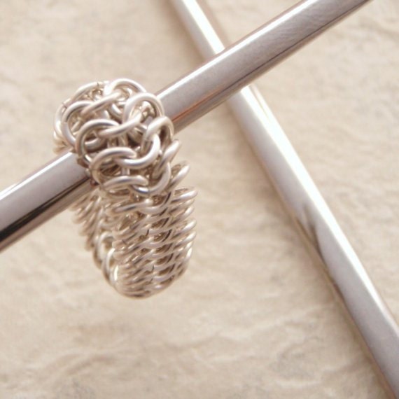 His and Hers Rings Kit in Argentium Sterling Silver European 4 in 1 Beginner Chainmaille Jewelry