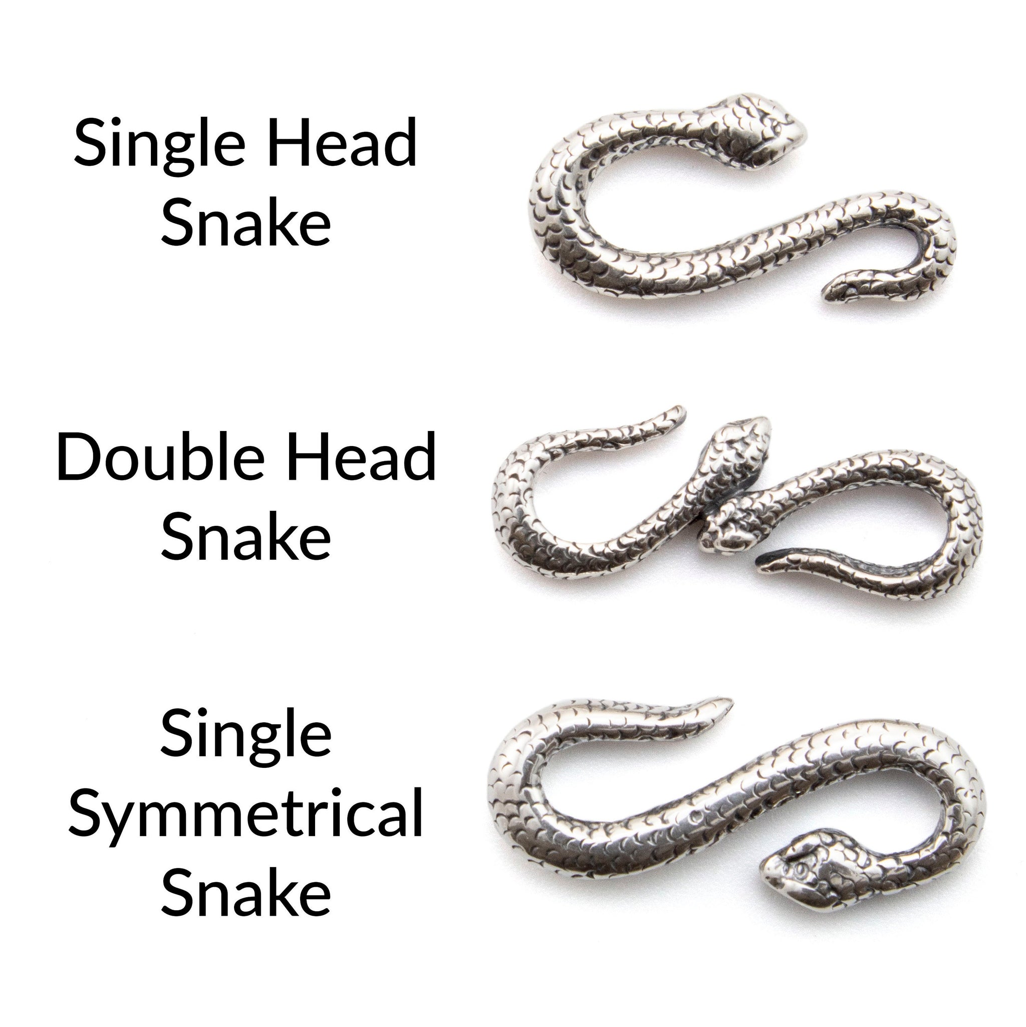 Snake S-Hook Clasp - Sterling Silver - Made in the USA - 100 