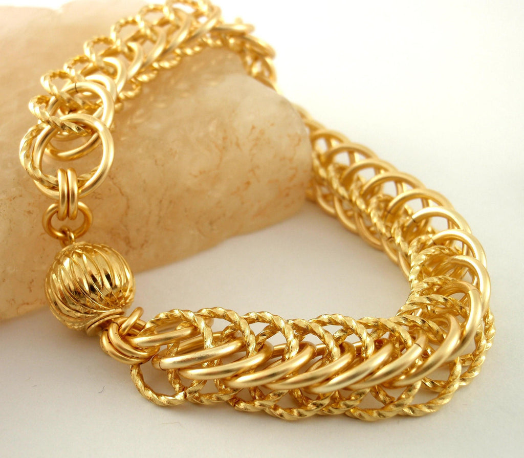 Chainmail Bracelet Kit - Half Persian 4-in-1 - Silver or Gold With Ornament Magnetic Clasp