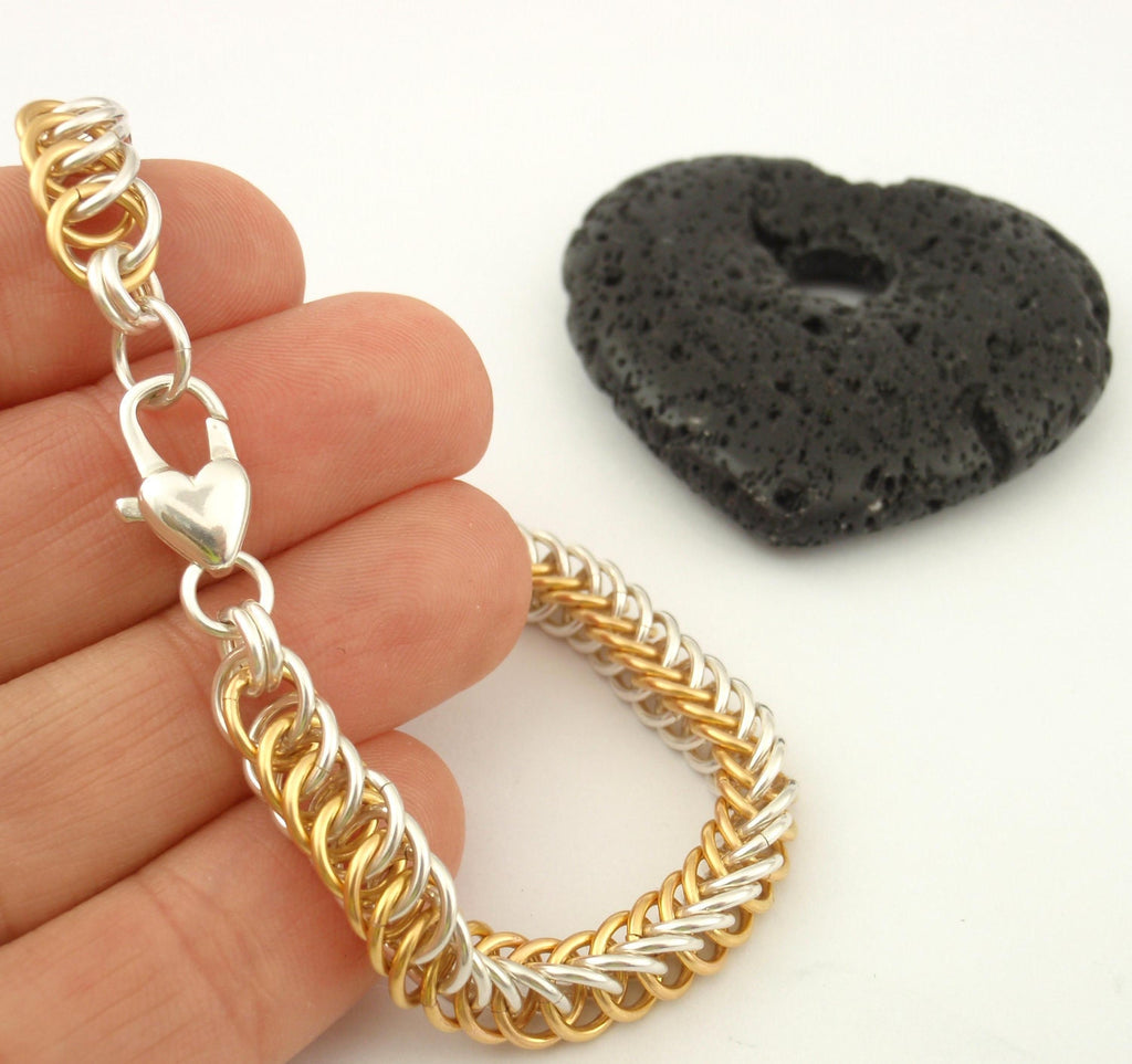 Kit With Love Bracelet - Half Persian 4-in-1 in 14kt Gold Filled and Sterling Silver Intermediate Chainmaille Jewelry Creating