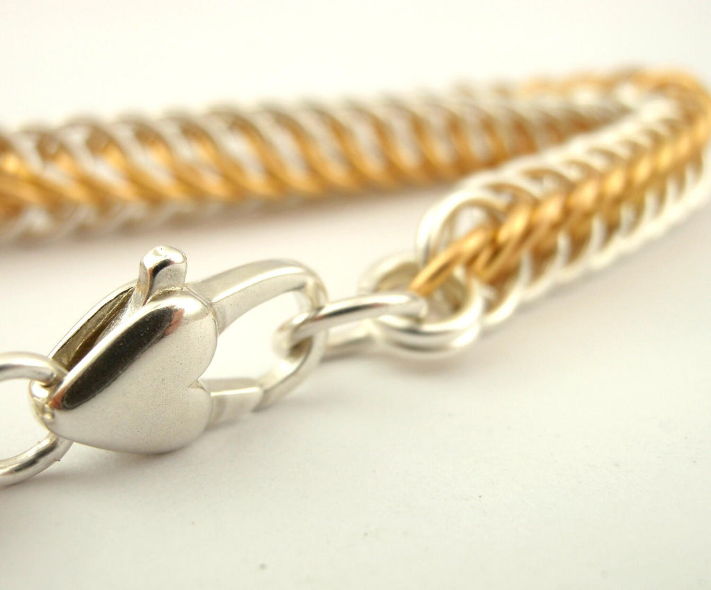 Kit With Love Bracelet - Half Persian 4-in-1 in 14kt Gold Filled and Sterling Silver Intermediate Chainmaille Jewelry Creating