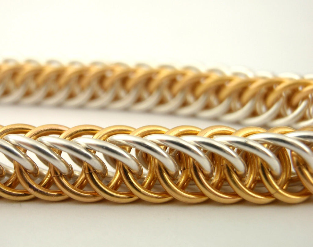Kit With Love Bracelet - Half Persian 4-in-1 in 14kt Gold Filled and Sterling Silver Intermediate Chainmaille Jewelry Creating