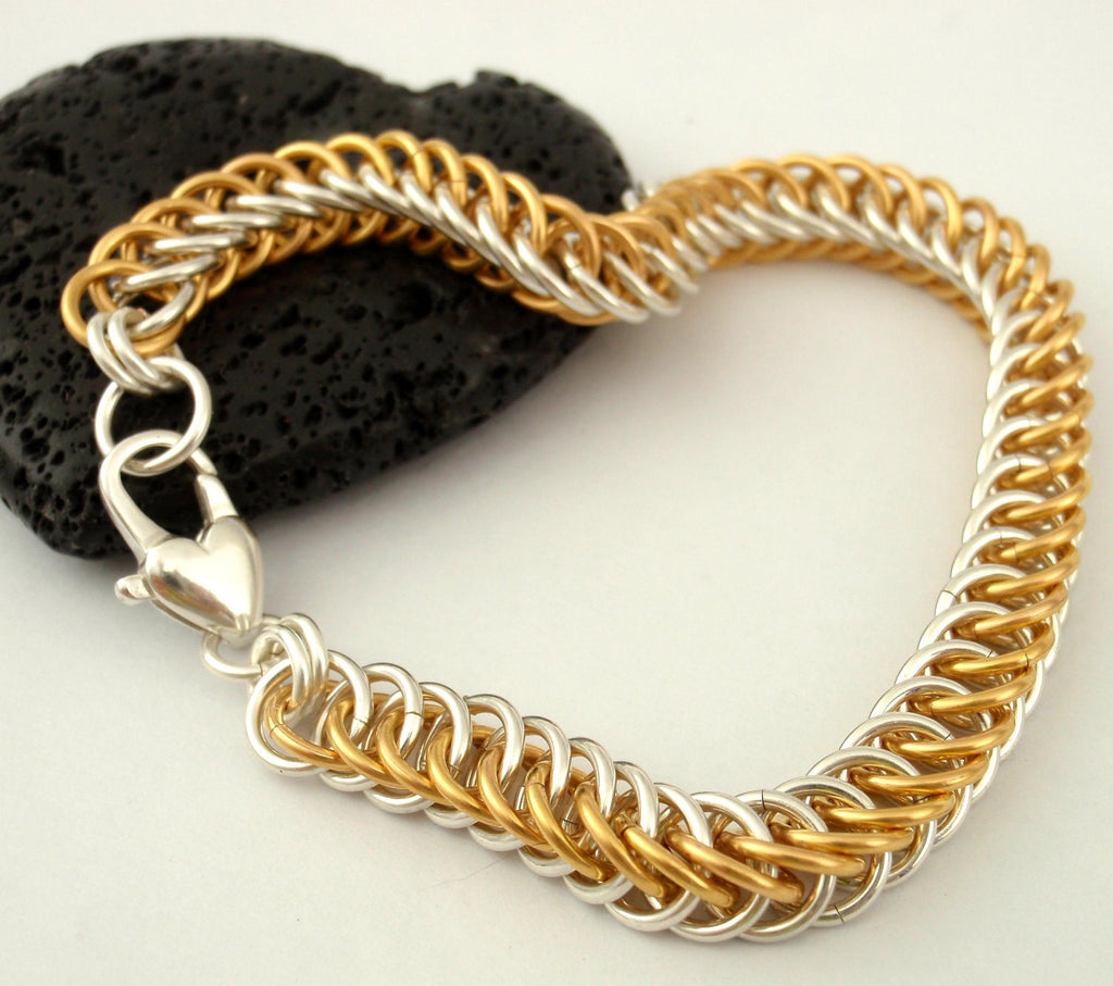 Kit With Love Bracelet - Half Persian 4-in-1 in 14kt Gold Filled and Sterling Silver Intermediate Chainmaille Jewelry Creating