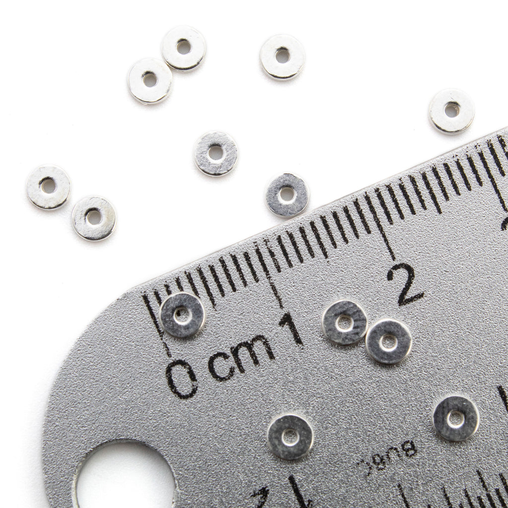 4 Sterling Silver Flat Round Beads - 4mm X 1mm Made in the USA