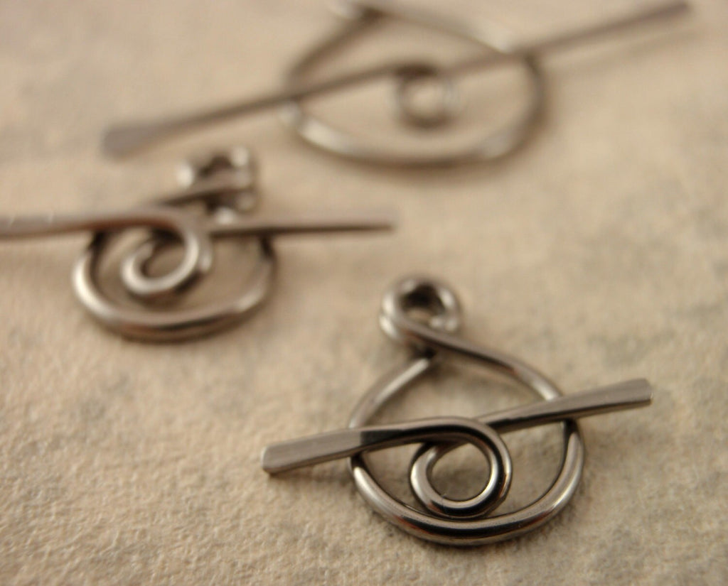 1 Handmade Niobium Toggle Clasp - Natural Silver, Peacock Rainbow or Custom Anodized for You - Hypoallergenic