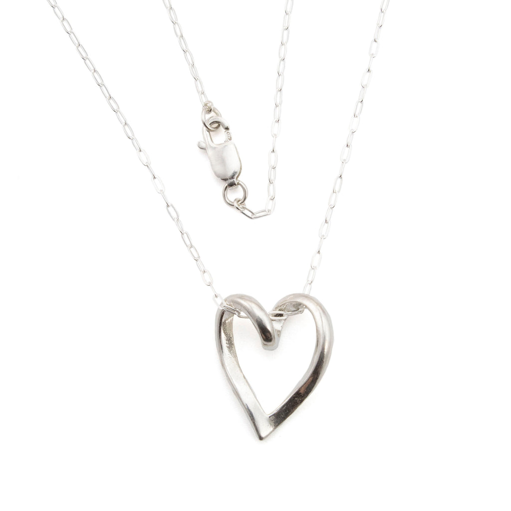 Sterling Silver Twisted Heart Pendant - 20mm Focal
