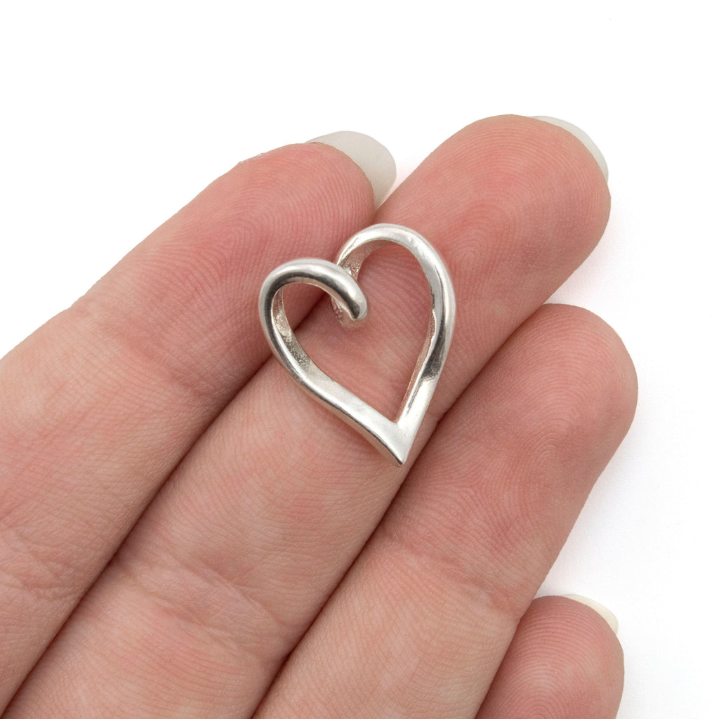Sterling Silver Twisted Heart Pendant - 20mm Focal