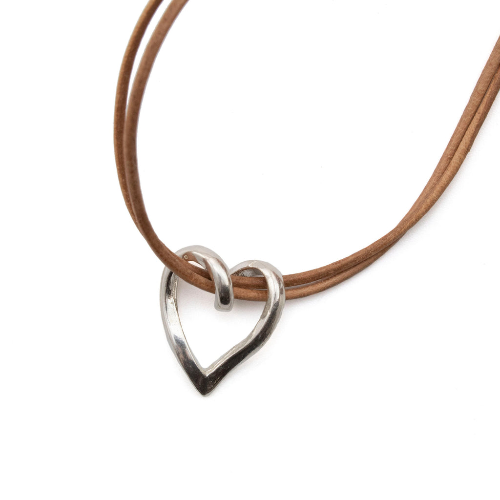 Sterling Silver Twisted Heart Pendant - 20mm Focal