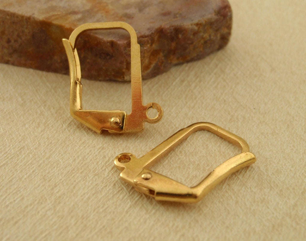 Leverback Ear Wires 4 Pairs Petite Angle with Plain Front in Gold Plate, Silver Plate, Antique Gold, Gunmetal