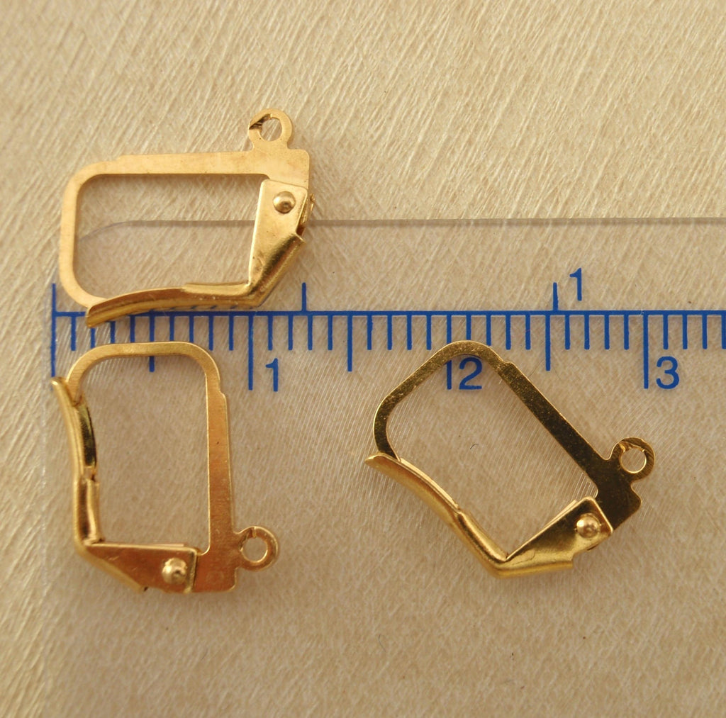 Leverback Ear Wires 4 Pairs Petite Angle with Plain Front in Gold Plate, Silver Plate, Antique Gold, Gunmetal