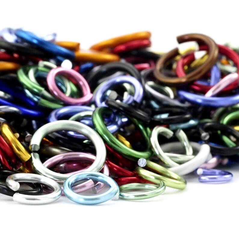 100 - 16 gauge Anodized Aluminum Jump Rings - 4.2mm ID - 6.6mm OD - 5/32 inch