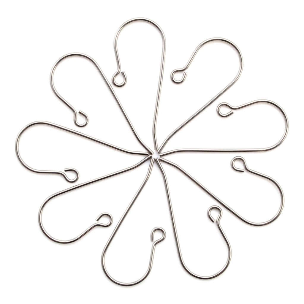 Surgical Steel Ear Wires - 10 Pairs with Outside Loop - Made in the USA