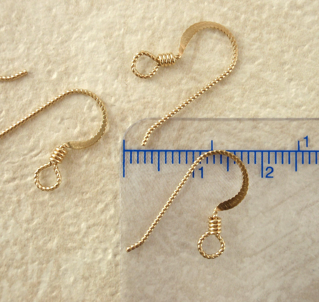 Slipless 14kt Gold Filled Ear Wires Hammered Flat with Coils