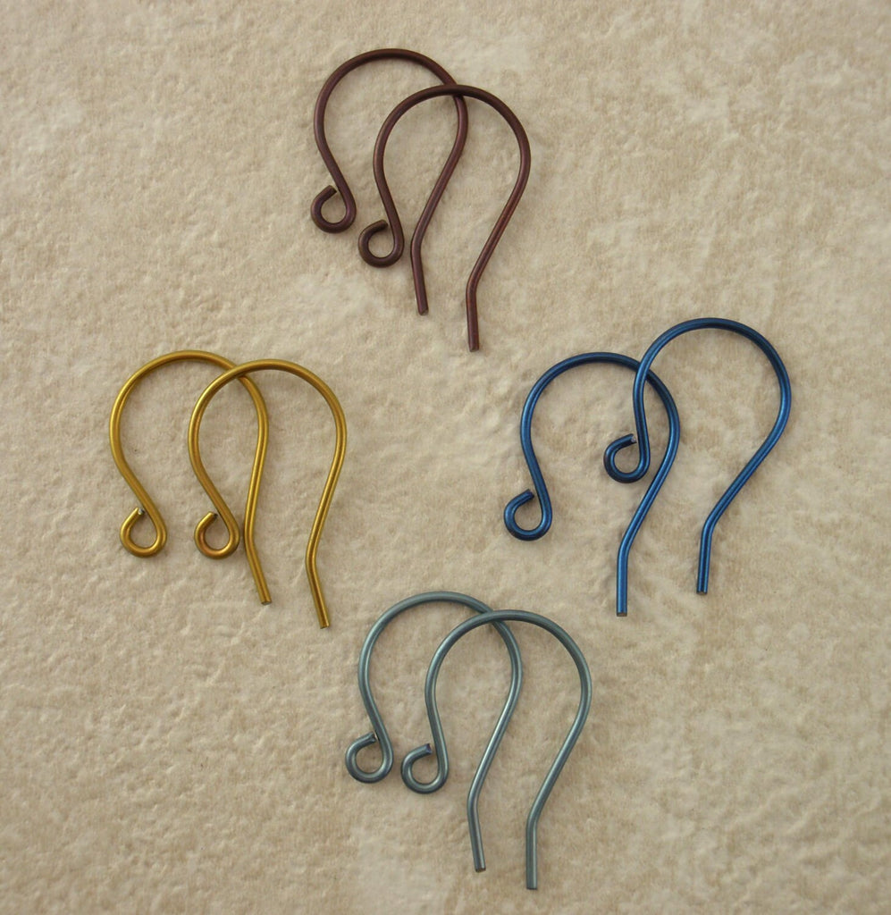 1, 3, or 5 Pairs Stylish 20 gauge Colorful Niobium Ear Wires Handmade Hypoallergenic