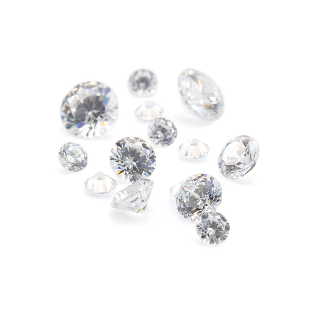 Cubic Zirconia - Loose Round Faceted CZ Stones - Great Alternative for Diamonds in 1mm, 2mm, 3mm, 4mm, 5mm, 6mm, 7mm, 8mm, 9mm, 10mm 12mm