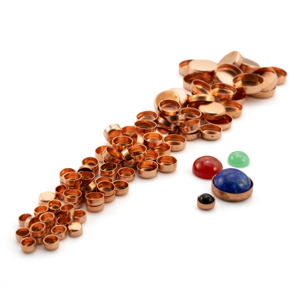 Raw Copper Plain Round Bezel Cups - 3mm, 4mm, 5mm, 6mm, 8mm, and 10mm