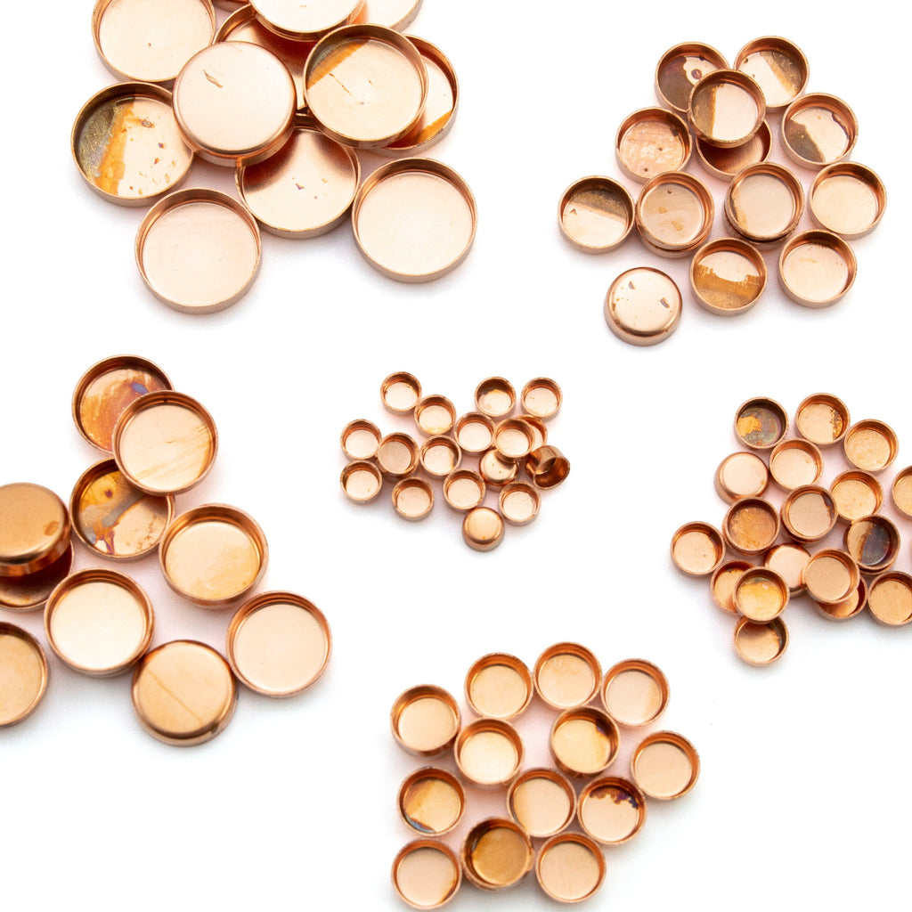 Raw Copper Plain Round Bezel Cups - 3mm, 4mm, 5mm, 6mm, 8mm, and 10mm