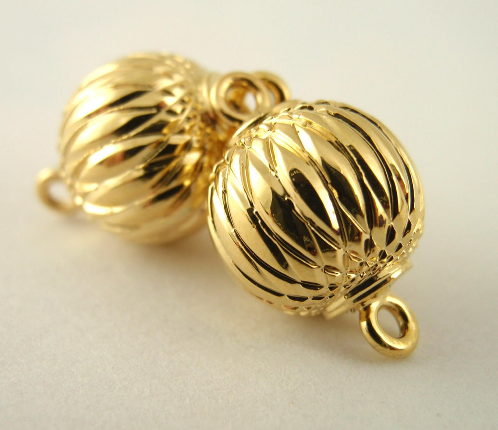 1 Magnetic Ornament Ball Clasp - 12mm X 6mm - Gold or SIlver Plate - 100% Guarantee