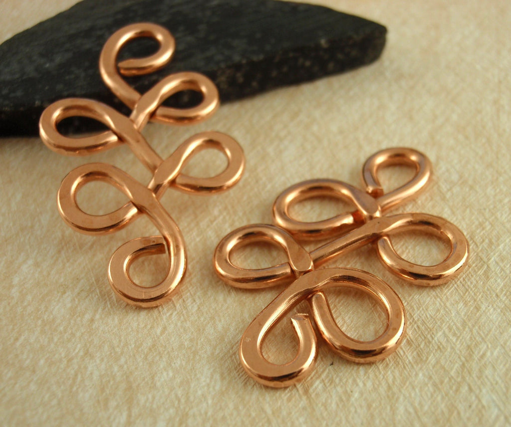1 Hand Forged Solid Metal Squiggle Link - Copper, Brass, Bronze, Stainless Steel, Black Iron