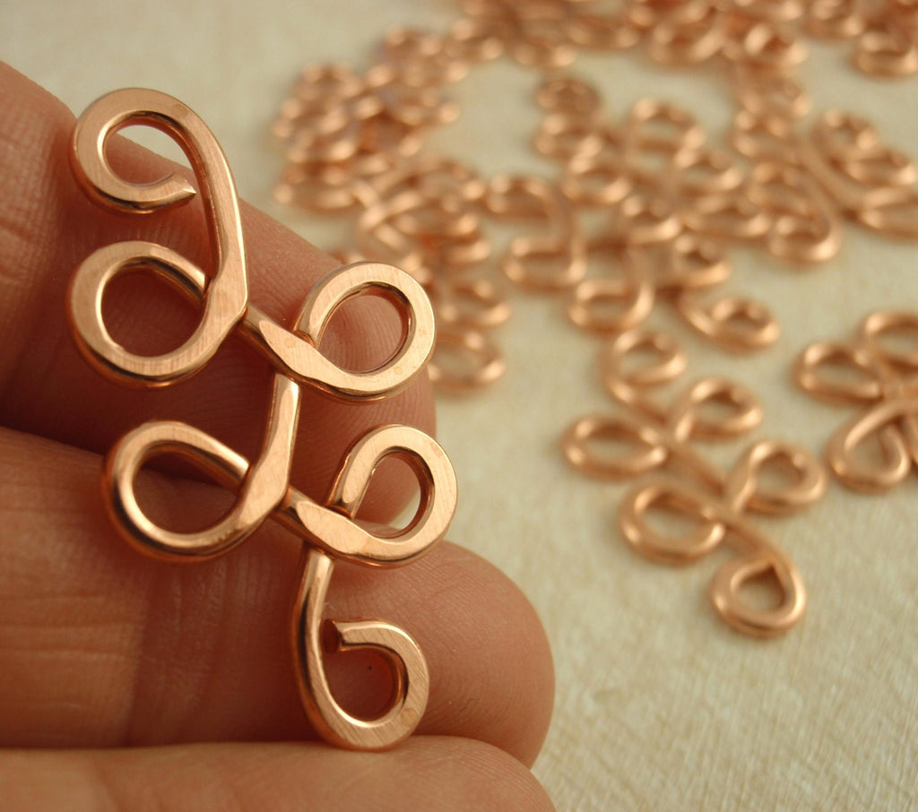 1 Hand Forged Solid Metal Squiggle Link - Copper, Brass, Bronze, Stainless Steel, Black Iron