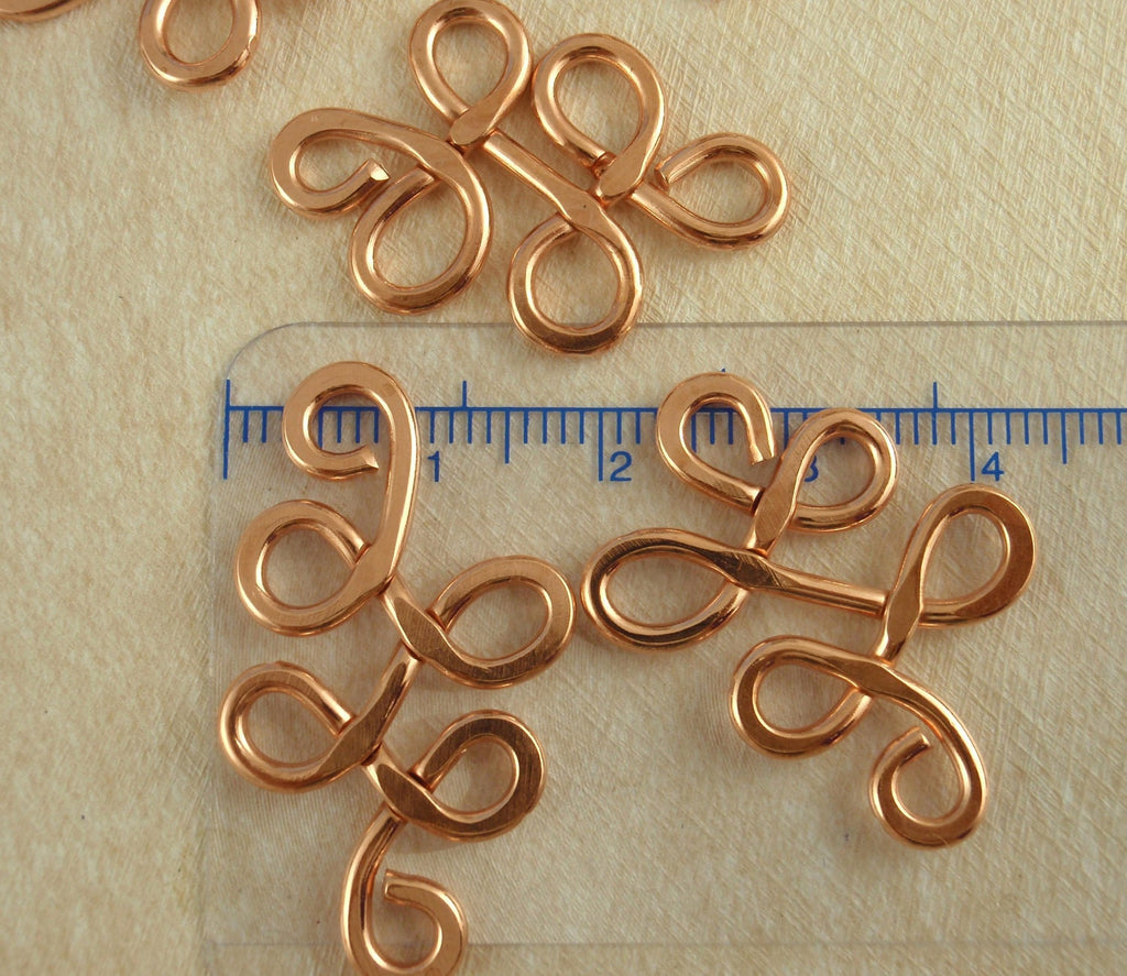 1 Hand Forged Solid Metal Squiggle Link - Copper, Brass, Bronze, Stainless Steel, Black Iron