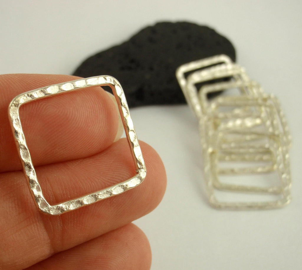 7 Hammered Square Link Components - 20mm - 5 Finishes - 100% Guarantee